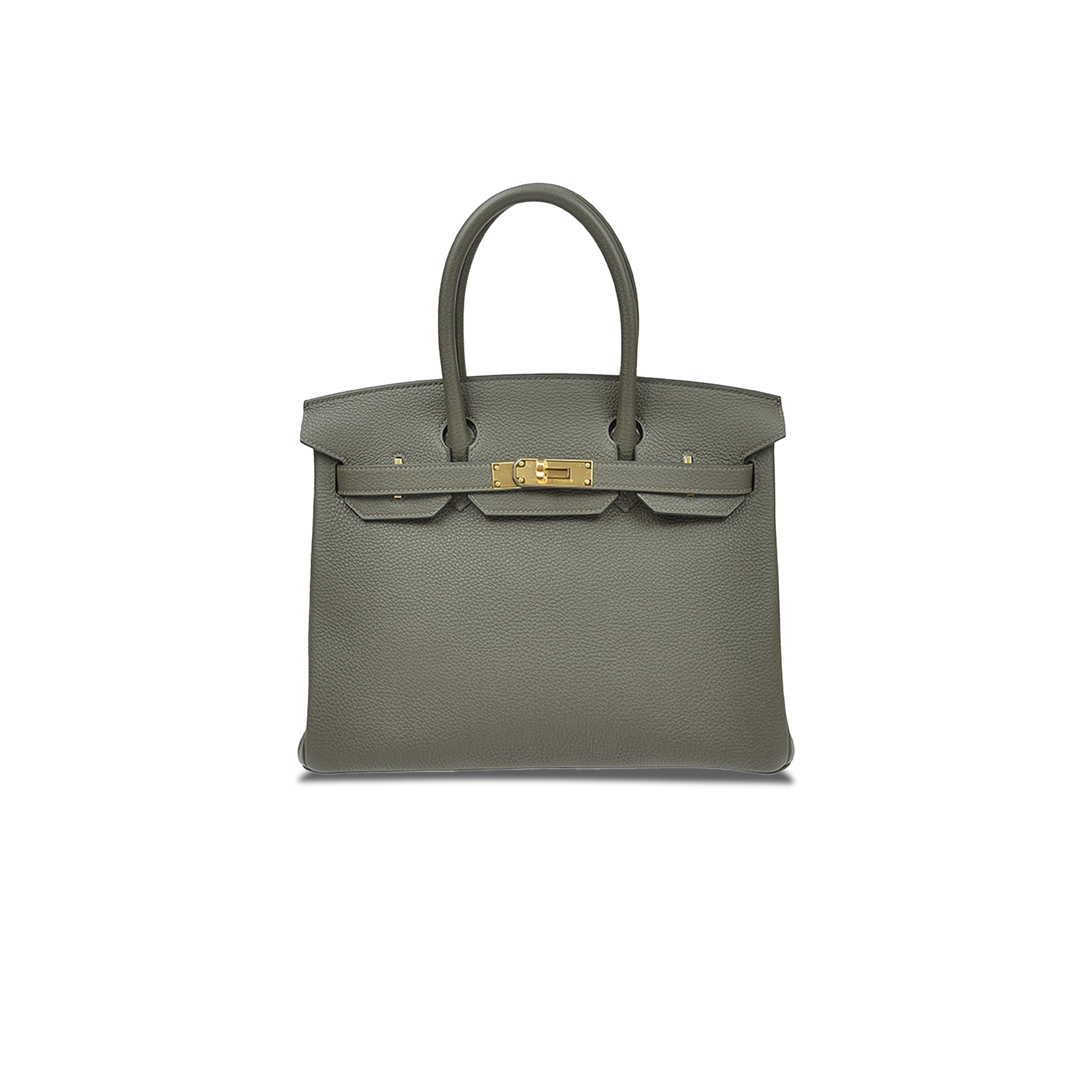 HERMES MASTER BIRKIN 30 TOGO LEATHER ALMOND GREEN GOLD BUCKLE HANDBAG BK30C6TGGP (30*23*15cm)